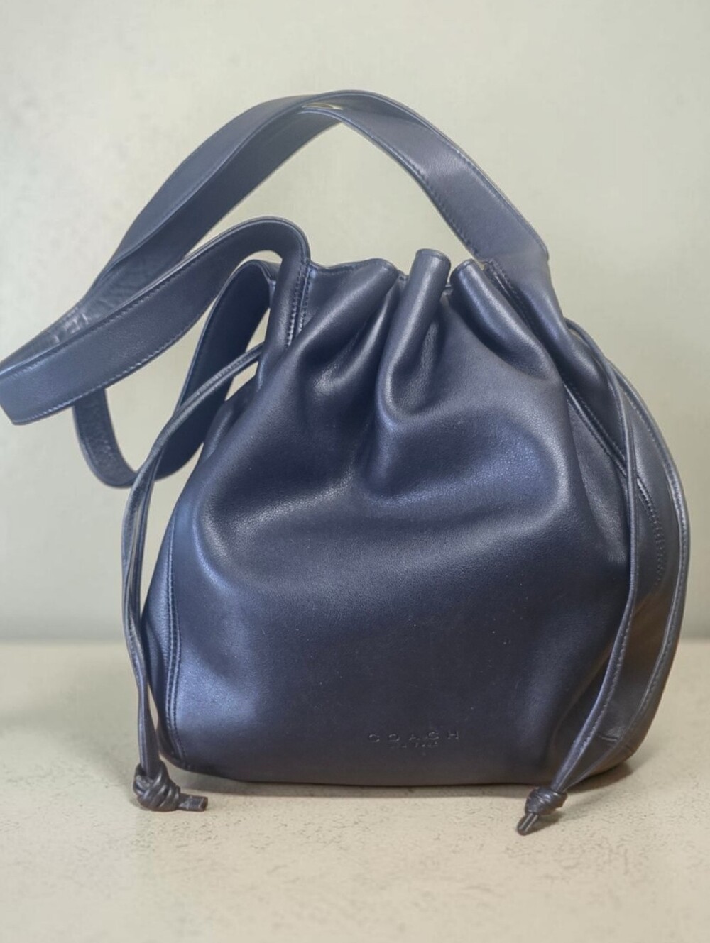 Coach Lexington 4180 Vintage 1998 Drawstring Bucket Bag Y2K Black Leather Italy